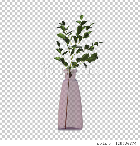 decorative flower in a pot isolate on a transparent background, 3D illustration, cg render 129736874