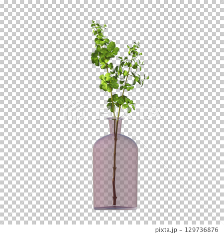 decorative flower in a pot isolate on a transparent background, 3D illustration, cg render 129736876