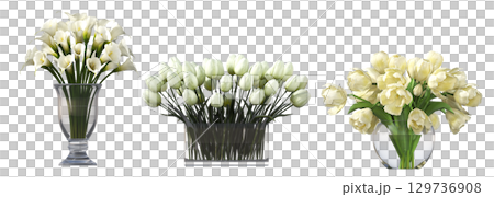 decorative flower in a pot isolate on a transparent background, 3D illustration, cg render decorative flower in a pot isolate on a transparent background, 3D illustration, cg render 129736908