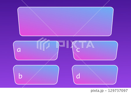 Quiz question interface game menu, show answer trivia template background. Multiple choice frame, button. Bar ui challenge.  129737097
