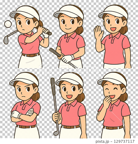 女高爾夫球手的插圖 129737117