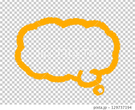 徒手繪製的簡單雲形氣泡（黃色） - 手繪插圖 129737194