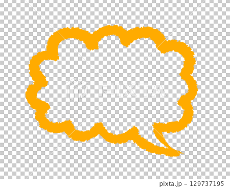 A simple cloud-shaped speech bubble drawn freehand (yellow) - Hand-drawn illustration A simple cloud-shaped speech bubble drawn freehand (yellow) - Hand-drawn illustration 129737195