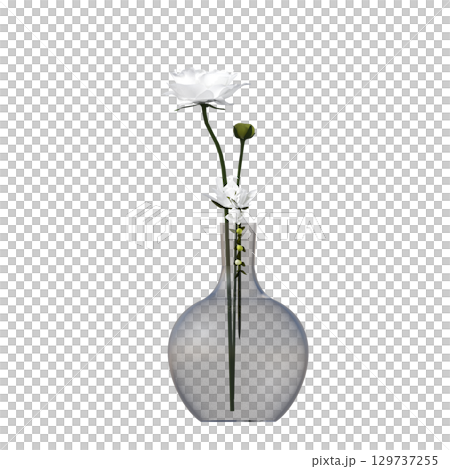 decorative flower in a pot isolate on a transparent background, 3D illustration, cg render decorative flower in a pot isolate on a transparent background, 3D illustration, cg render 129737255