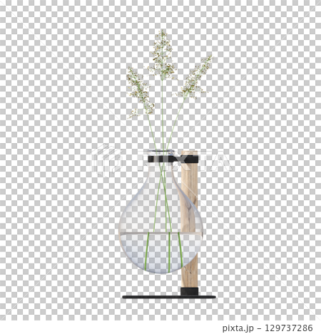 decorative flower in a pot isolate on a transparent background, 3D illustration, cg render decorative flower in a pot isolate on a transparent background, 3D illustration, cg render 129737286