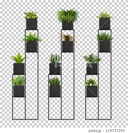 decorative flower in a pot isolate on a transparent background, 3D illustration, cg render 129737293