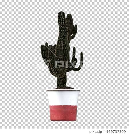decorative flower in a pot isolate on a transparent background, 3D illustration, cg render 129737309