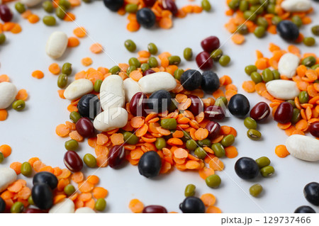 Colorful mixed beans and lentils, packed with plant-based protein and fiber Colorful mixed beans and lentils, packed with plant-based protein and fiber 129737466