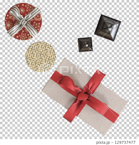 Christmas decorations, New Year's decor, isolate on a transparent background, 3D illustration, cg render Christmas decorations, New Year's decor, isolate on a transparent background, 3D illustration, cg render 129737477