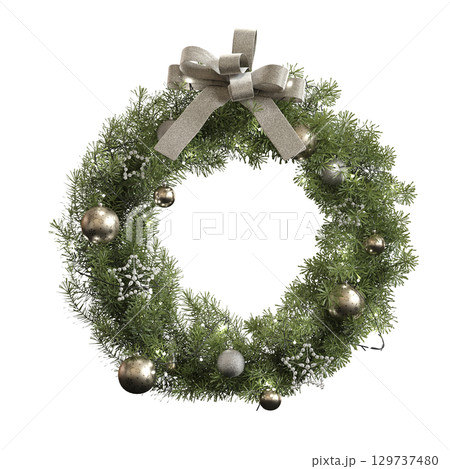 Christmas decorations, New Year's decor, isolate on a transparent background, 3D illustration, cg render 129737480