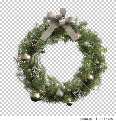 Christmas decorations, New Year's decor, isolate on a transparent background, 3D illustration, cg render 129737480