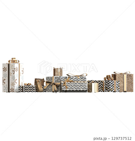 Christmas decorations, New Year's decor, isolate on a transparent background, 3D illustration, cg render Christmas decorations, New Year's decor, isolate on a transparent background, 3D illustration, cg render 129737512