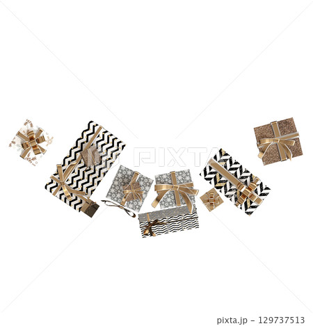 Christmas decorations, New Year's decor, isolate on a transparent background, 3D illustration, cg render 129737513