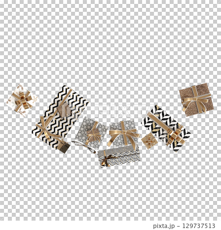 Christmas decorations, New Year's decor, isolate on a transparent background, 3D illustration, cg render 129737513