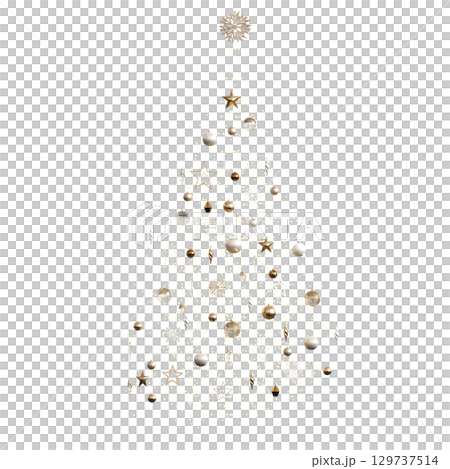 Christmas decorations, New Year's decor, isolate on a transparent background, 3D illustration, cg render Christmas decorations, New Year's decor, isolate on a transparent background, 3D illustration, cg render 129737514