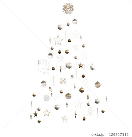 Christmas decorations, New Year's decor, isolate on a transparent background, 3D illustration, cg render Christmas decorations, New Year's decor, isolate on a transparent background, 3D illustration, cg render 129737515