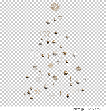 Christmas decorations, New Year's decor, isolate on a transparent background, 3D illustration, cg render Christmas decorations, New Year's decor, isolate on a transparent background, 3D illustration, cg render 129737515