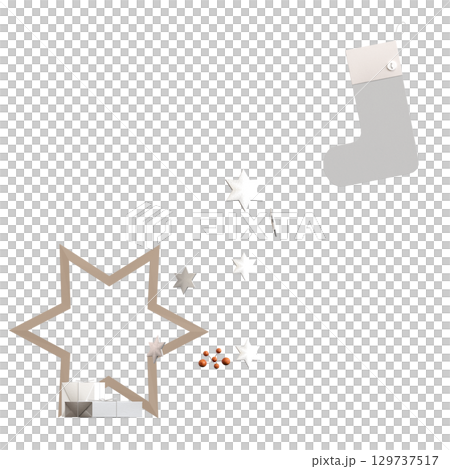 Christmas decorations, New Year's decor, isolate on a transparent background, 3D illustration, cg render 129737517