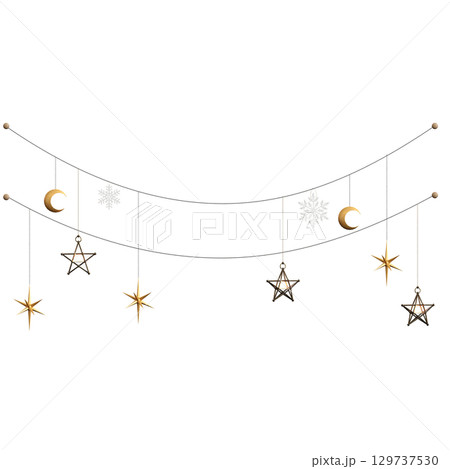 Christmas decorations, New Year's decor, isolate on a transparent background, 3D illustration, cg render Christmas decorations, New Year's decor, isolate on a transparent background, 3D illustration, cg render 129737530