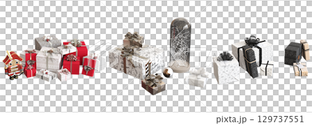 Christmas decorations, New Year's decor, isolate on a transparent background, 3D illustration, cg render 129737551