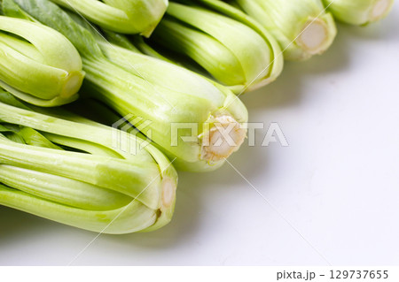 Fresh bok choy on white background. 129737655