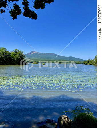 大沼と駒ヶ岳・大沼湖畔周遊道路から(北海道・七飯町) 大沼と駒ヶ岳・大沼湖畔周遊道路から(北海道・七飯町) 129737669