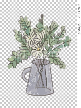 グレー色の花瓶に入った花 グレー色の花瓶に入った花 129737893