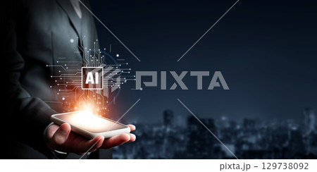 Human interact with AI artificial intelligence brain process generative AI FaaS 129738092