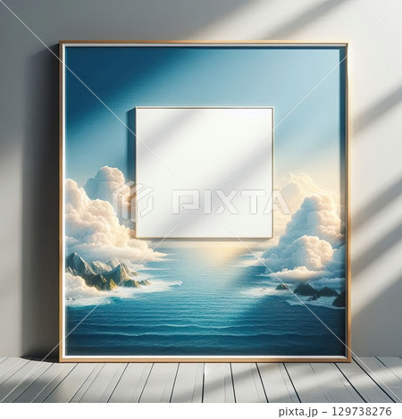 Dreamland frame in Ocean and Clouds with Generative AI. 129738276
