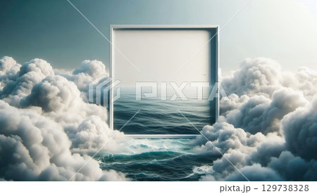 Dreamland frame in Ocean and Clouds with Generative AI. 129738328