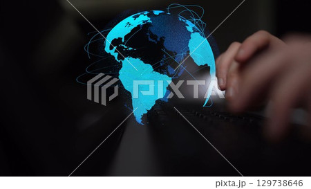Global network connection visualization showing data exchange Thunk 129738646