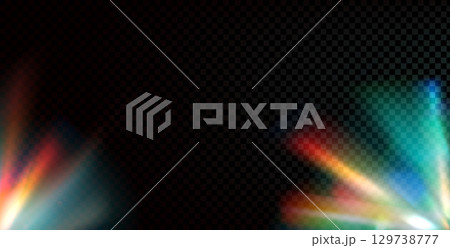 Caustic light prism background. Iridescent laser rainbow effect backdrop overlay. Vector illustration 129738777
