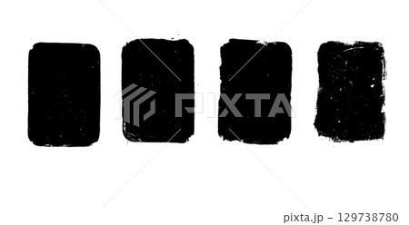 Rectangles callouts frames. Ink grunge text boxes set. Linocut rolled paint black tag. Vector handmade brayer stamp smudged texture. Rough paint decorative irregular border Rectangles callouts frames. Ink grunge text boxes set. Linocut rolled paint black tag. Vector handmade brayer stamp smudged texture. Rough paint decorative irregular border 129738780