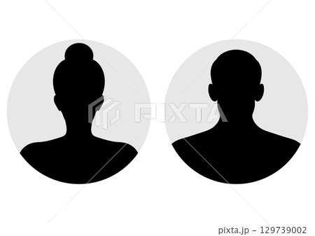 Depicting man and a woman face silhouettes or icons. Depicting man and a woman face silhouettes or icons. 129739002