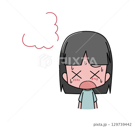 暑さで皮膚が赤くなる女の子のイラスト 暑さで皮膚が赤くなる女の子のイラスト 129739442