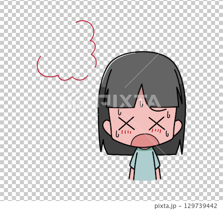 暑さで皮膚が赤くなる女の子のイラスト 暑さで皮膚が赤くなる女の子のイラスト 129739442