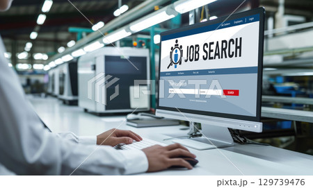 Online job search on brisk website for worker to search for job opportunities 129739476