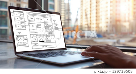 Website design software provide brisk template for online retail business 129739509