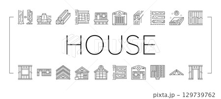wood frame house construction icons set vector wood frame house construction icons set vector 129739762