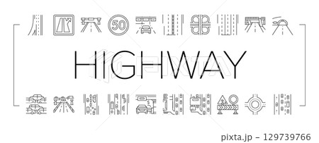 highway road lane icons set vector highway road lane icons set vector 129739766