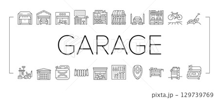 garage storage tools icons set vector 129739769