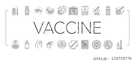 vaccine immunization syringe icons set vector 129739776
