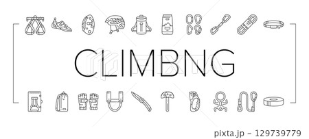 rock climbing bouldering icons set vector 129739779