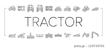 tractor farming agriculture icons set vector 129739793
