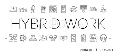hybrid work model remote icons set vector hybrid work model remote icons set vector 129739804