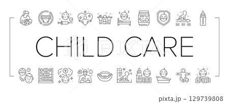 child care nurse pediatric icons set vector child care nurse pediatric icons set vector 129739808