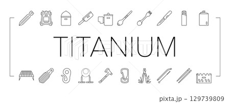 titanium lightweight accessories icons set vector 129739809