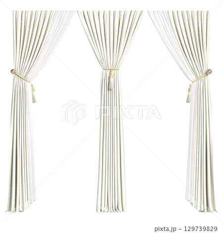 curtain isolated on a transparent background, interior decorations, 3D illustration, cg render curtain isolated on a transparent background, interior decorations, 3D illustration, cg render 129739829