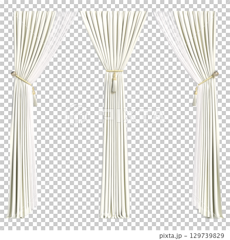 curtain isolated on a transparent background, interior decorations, 3D illustration, cg render curtain isolated on a transparent background, interior decorations, 3D illustration, cg render 129739829