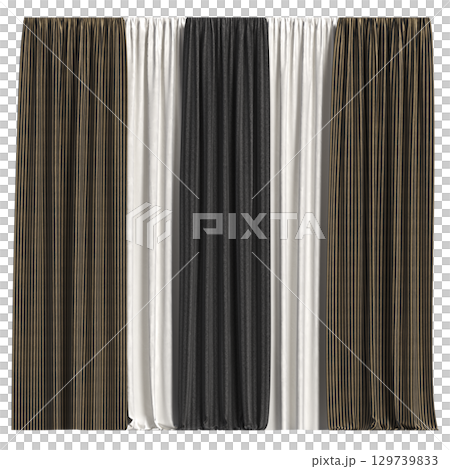 curtain isolated on a transparent background, interior decorations, 3D illustration, cg render 129739833
